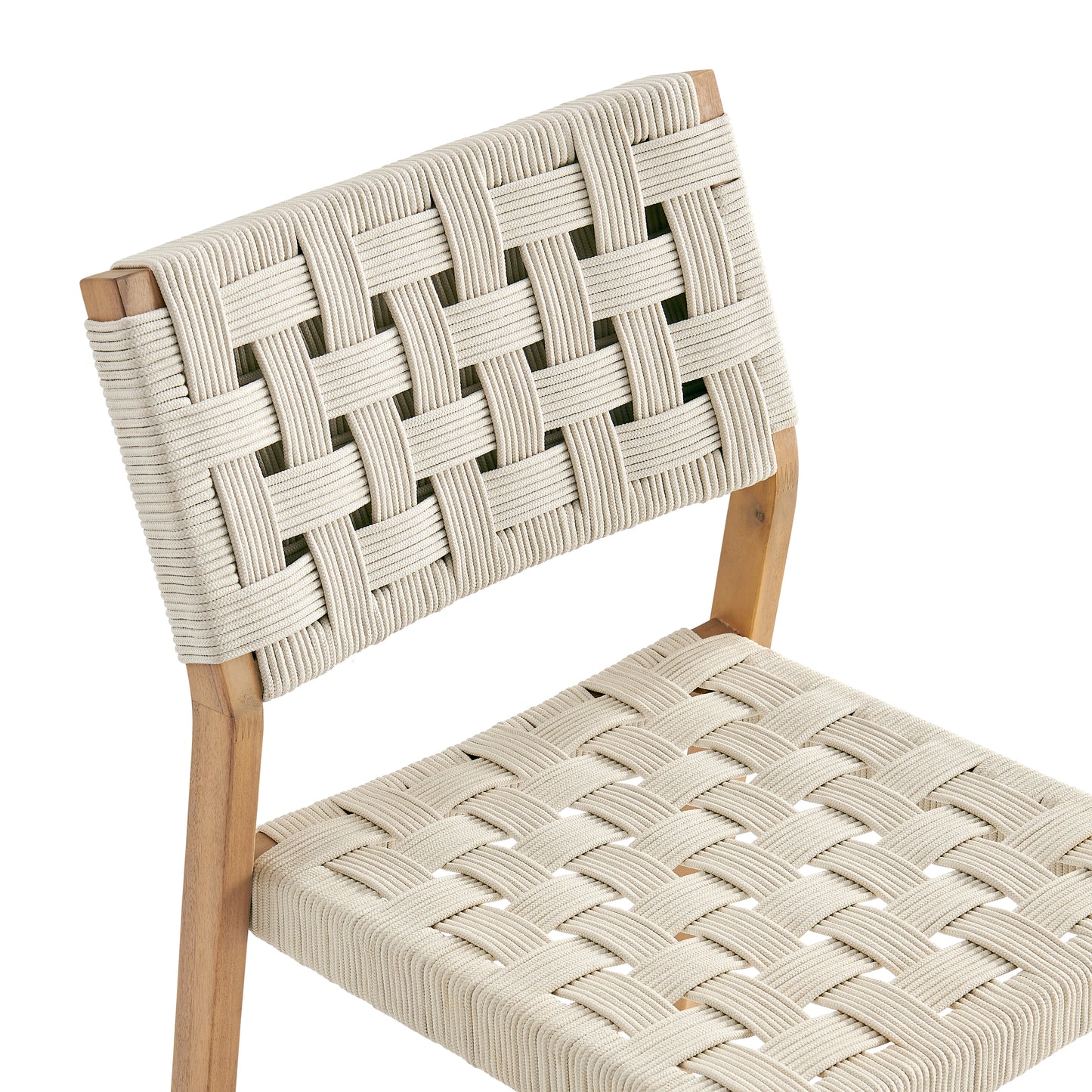 Looma Armless 5-Piece Round Outdoor Dining Set | Rope & Acacia Wood