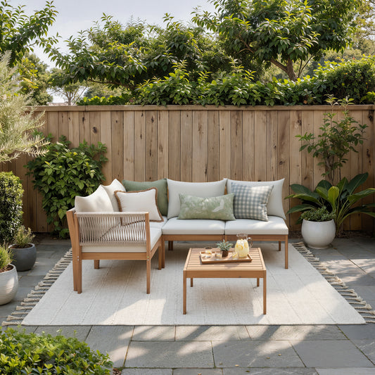 Dara Modular Outdoor Sectional Sofa Set | Acacia Wood & Rope