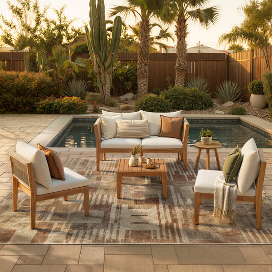 Dara Modular Outdoor Sectional Sofa Set | Acacia Wood & Rope