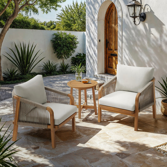 Adele outdoor chat set displayed on patio with side table