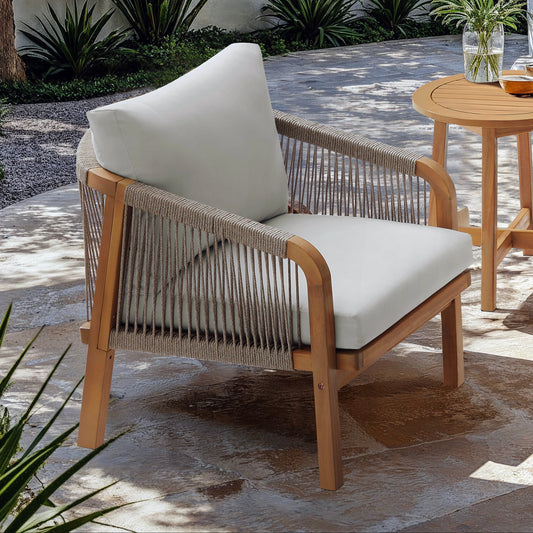 Adele Outdoor Lounge Chair | Rope Woven Deep Seating Armchair