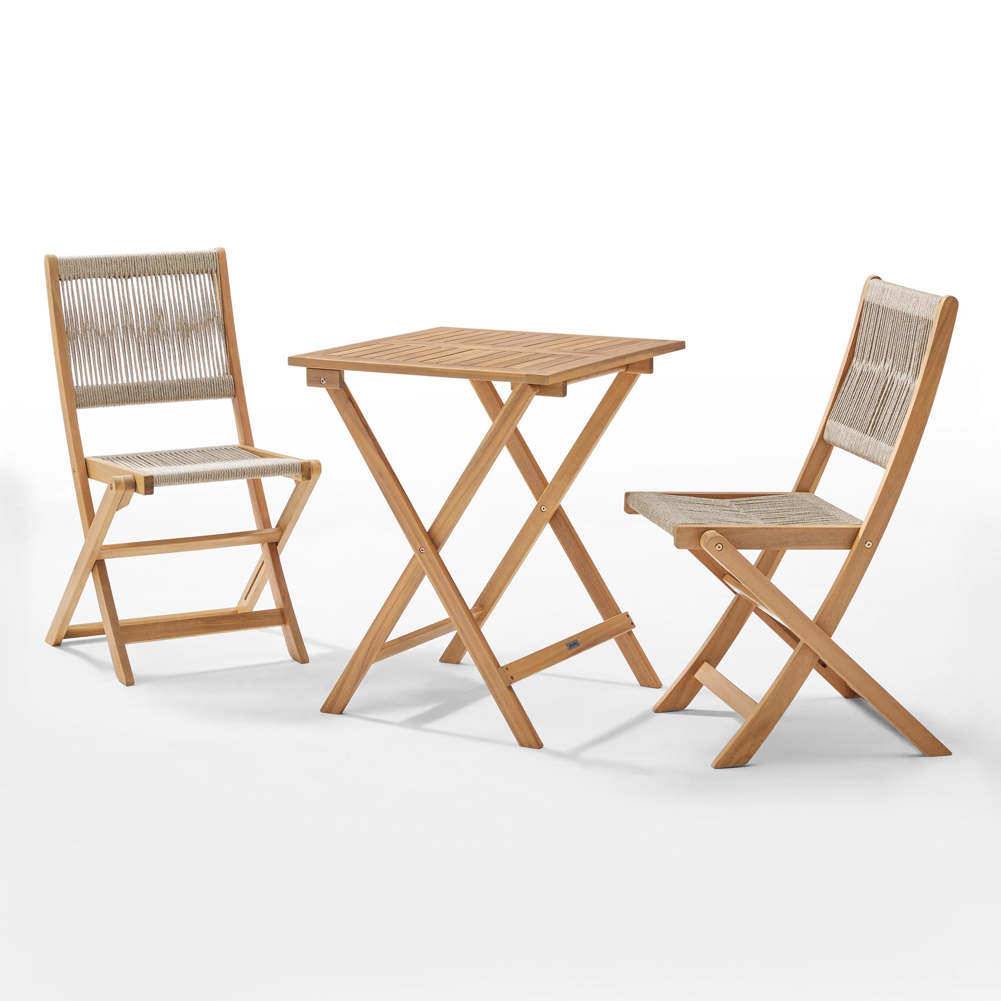 Brixi acacia wood and sand rope bistro set 