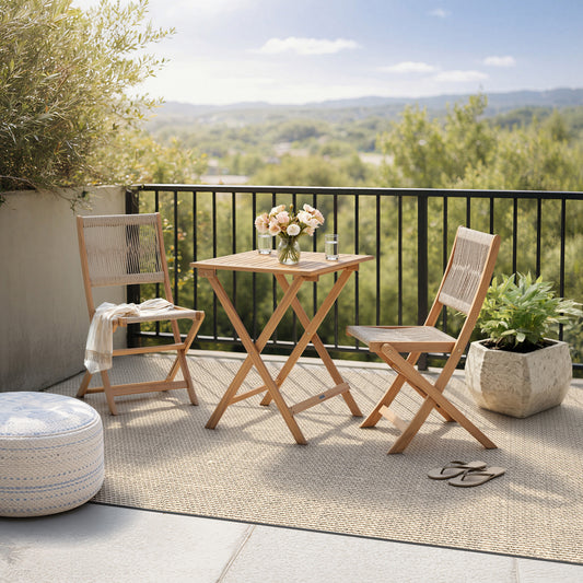 Brixi Folding Bistro Set | Acacia Wood Balcony & Small Patio Furniture