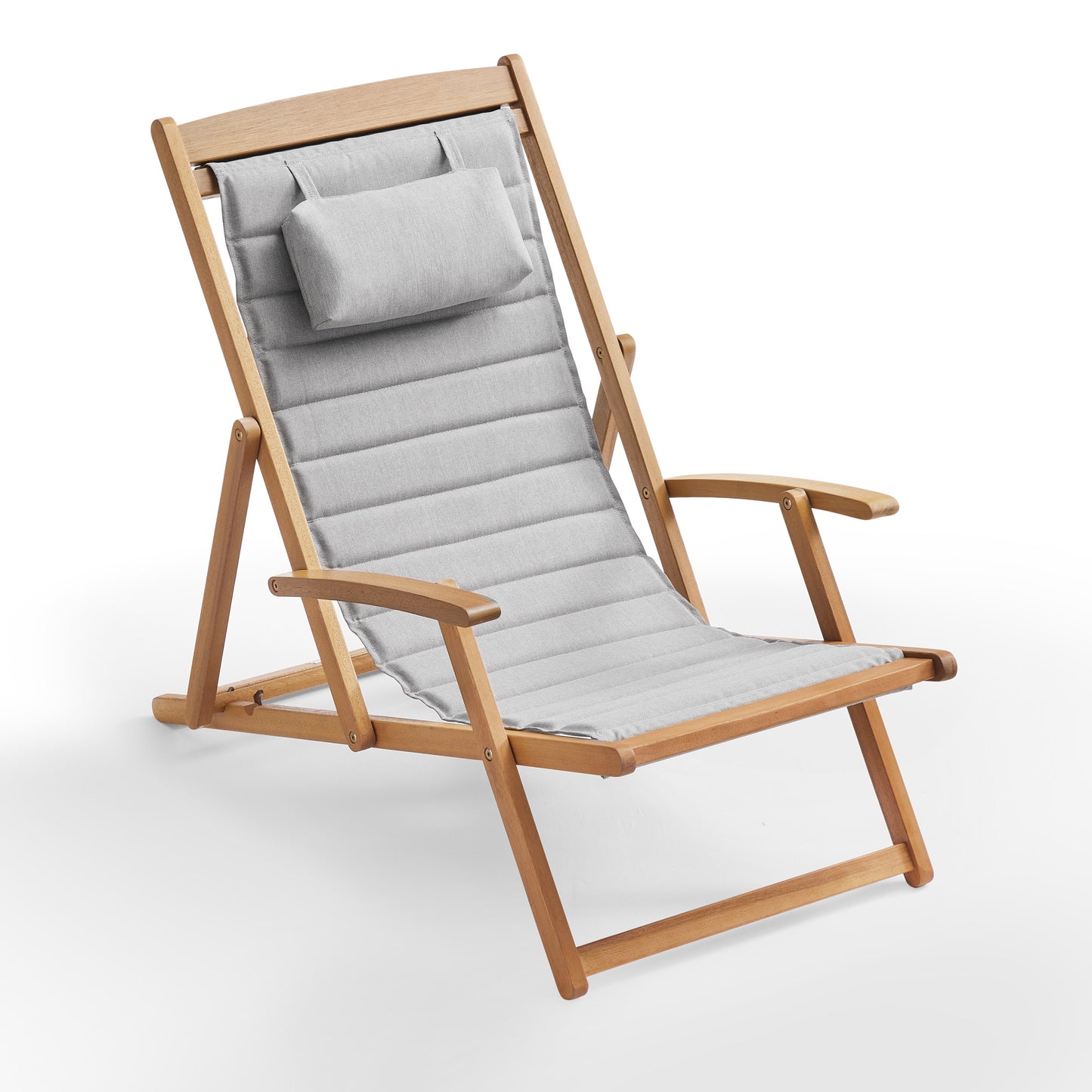 Clara deck chair with gray cushions