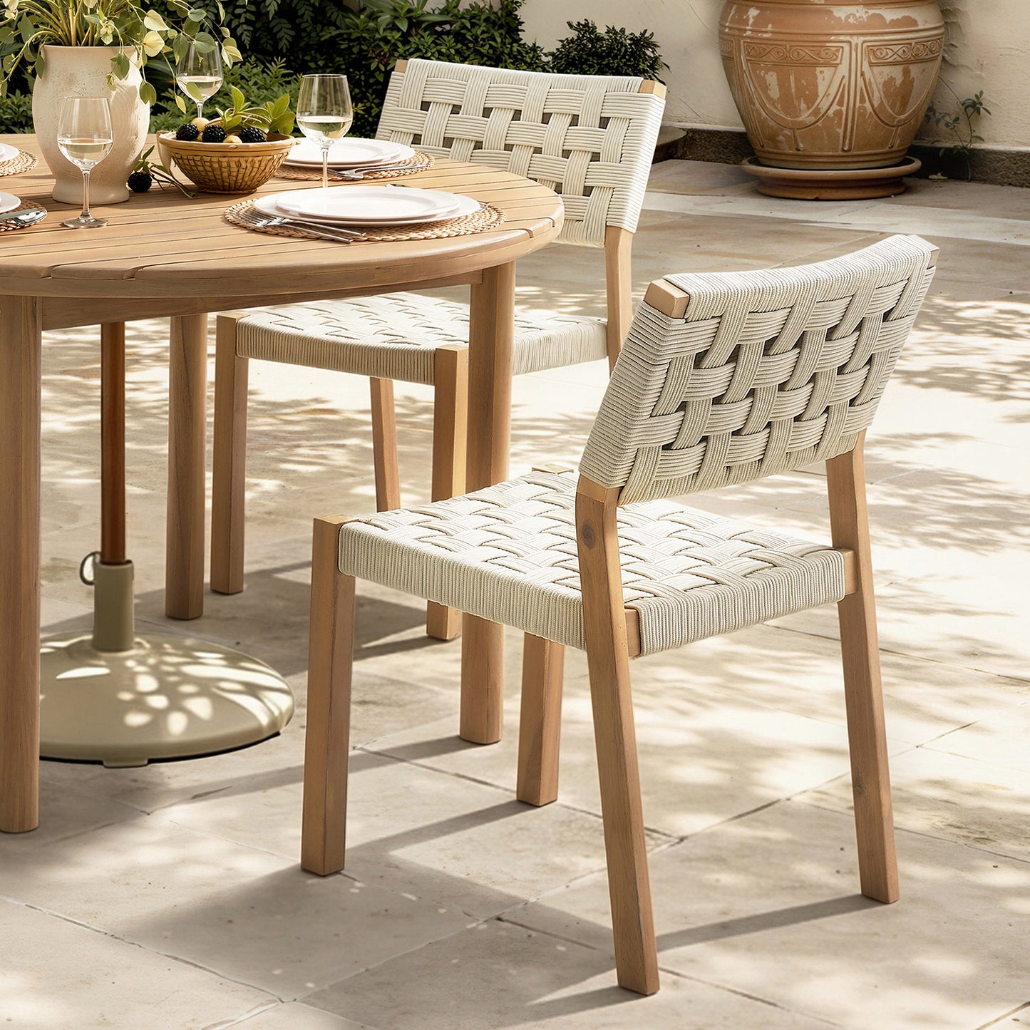 Looma Outdoor Dining Chairs (Set of 2) | Rope & Acacia Patio Seating
