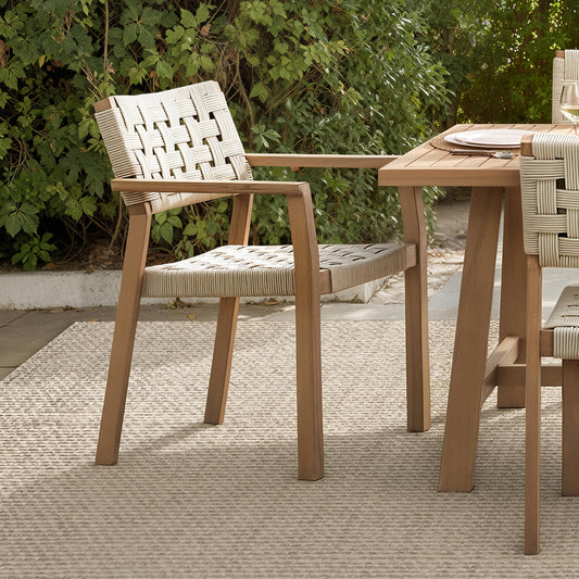 Looma Outdoor Dining Arm Chairs (Set of 2) – Rope & Acacia Patio Seating