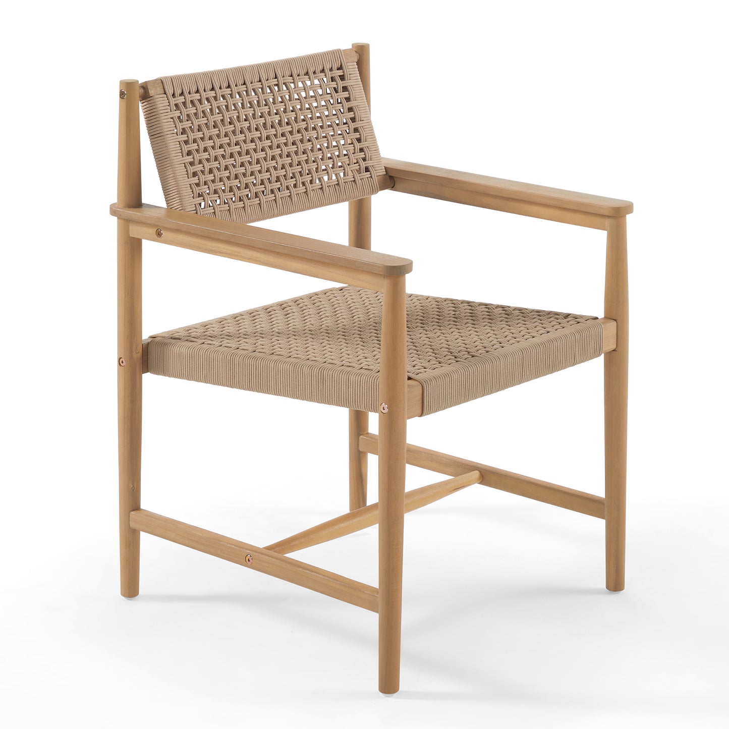Wicker chair with natural finish on a white background