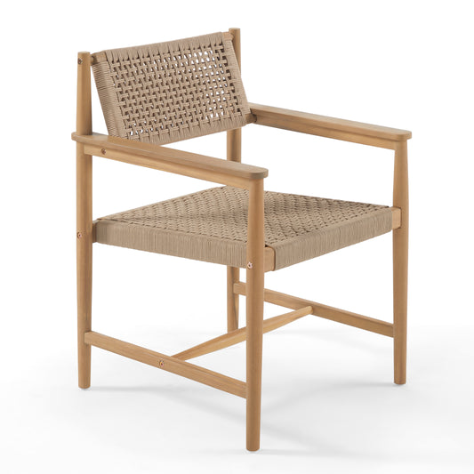 Wicker chair with natural finish on a white background