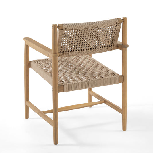 Chair with woven seat and backrest on a white background