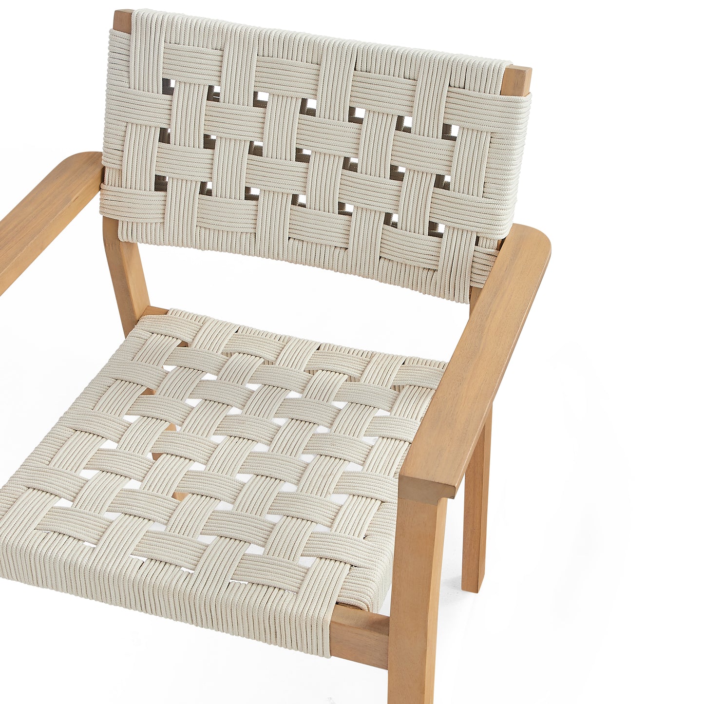 Looma Outdoor Dining Arm Chairs (Set of 2) – Rope & Acacia Patio Seating