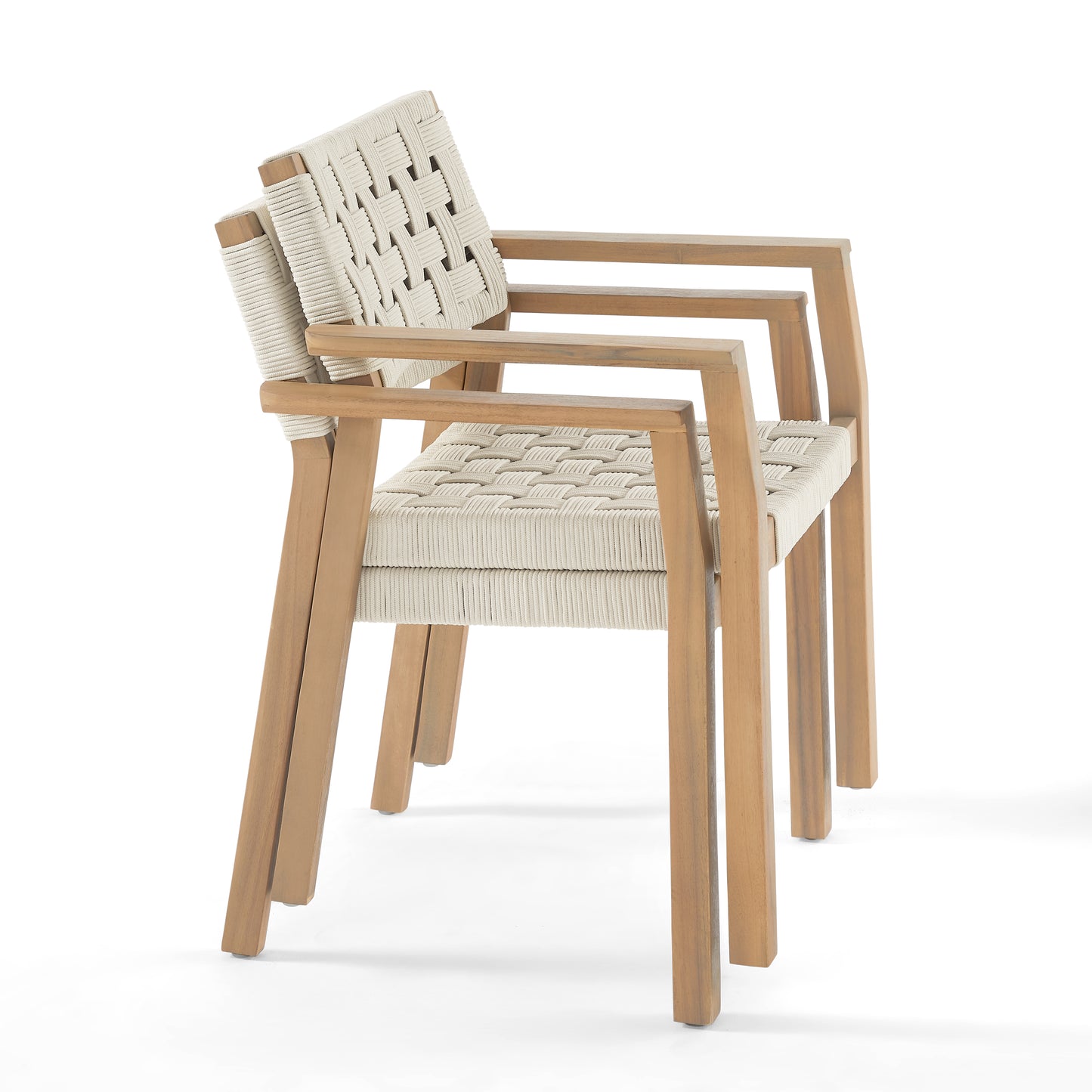 Looma Outdoor Dining Arm Chairs (Set of 2) – Rope & Acacia Patio Seating