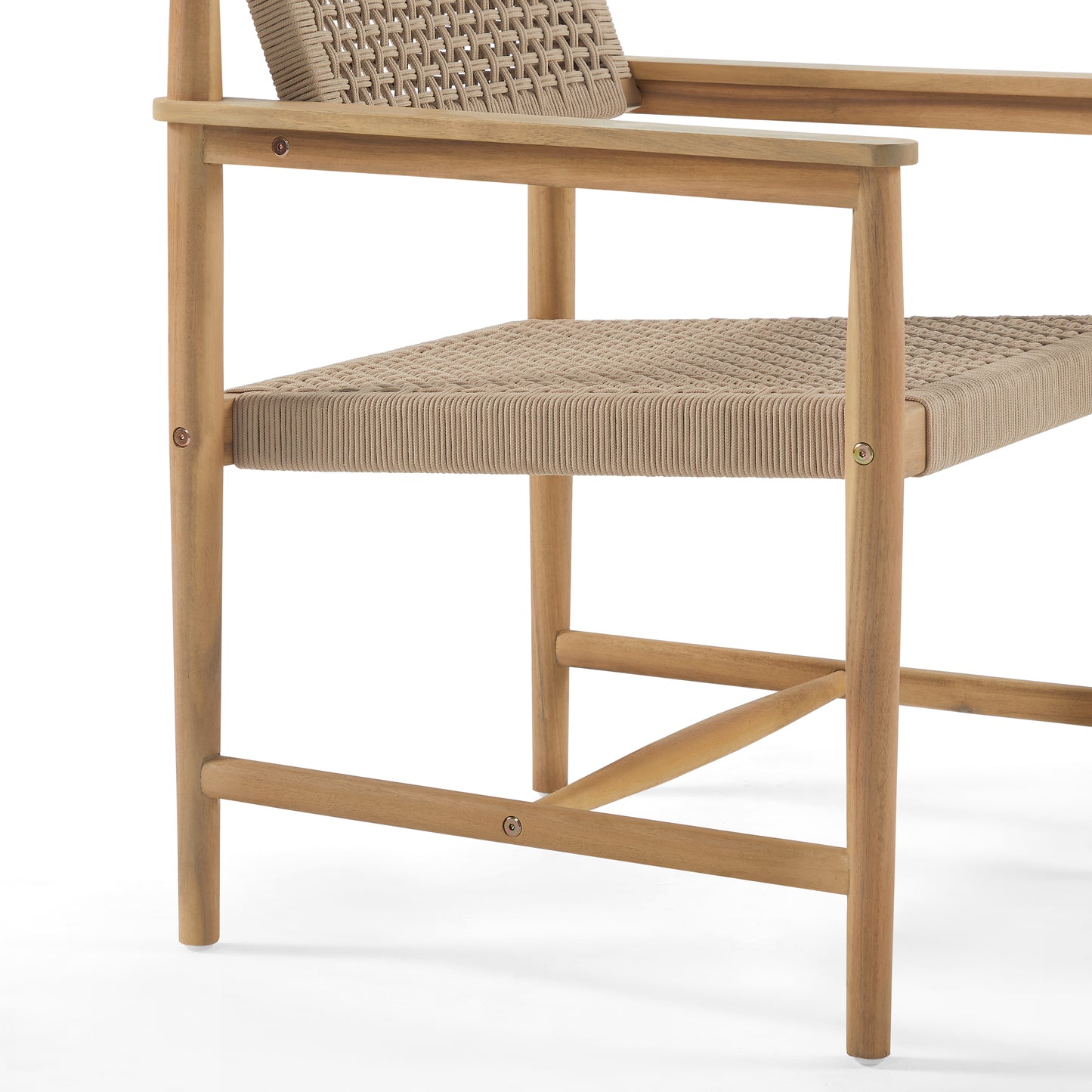Ella Outdoor Dining Chair | Transitional Rope & Acacia Patio Seating