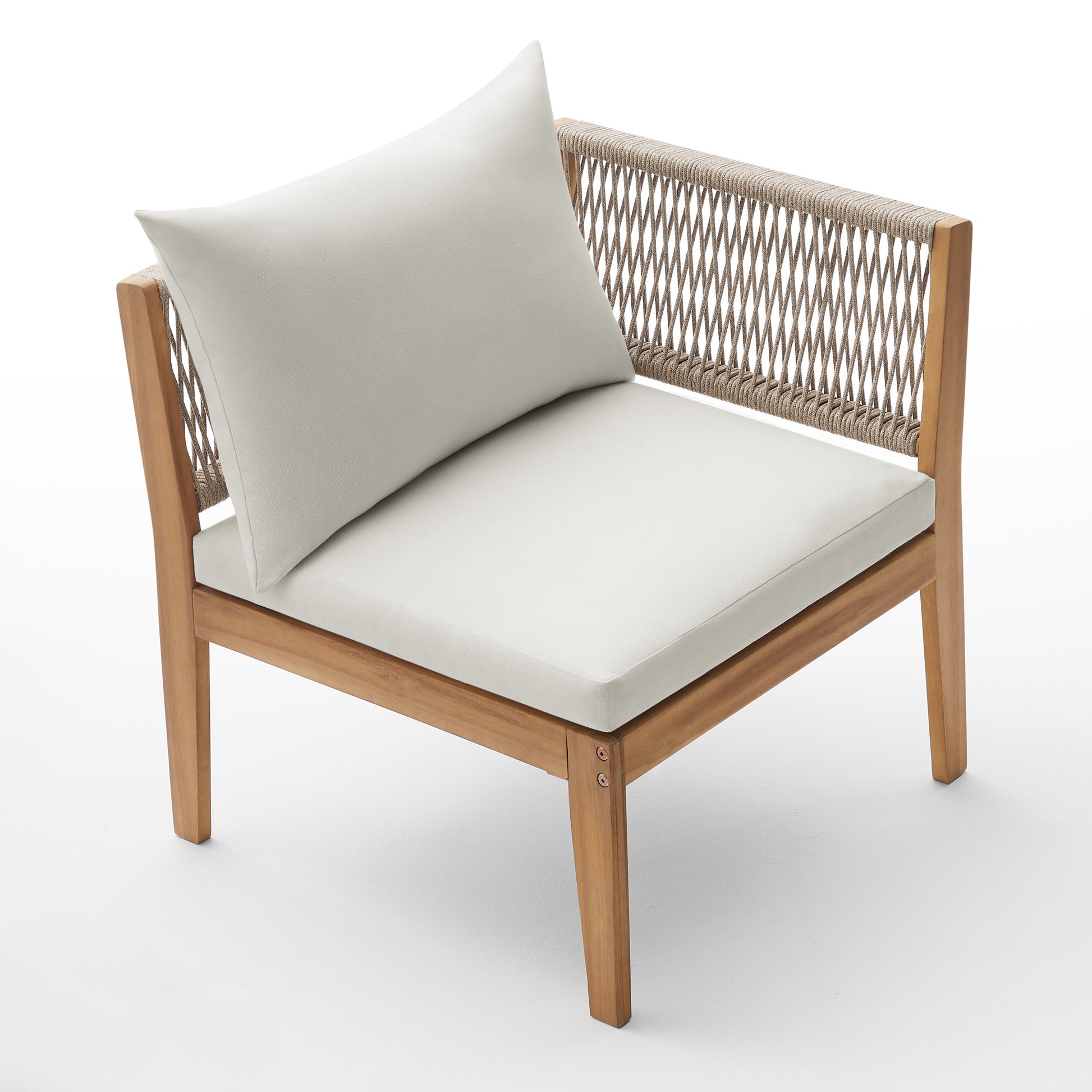 Dara sectional acacia wood left corner chair with rope detailing