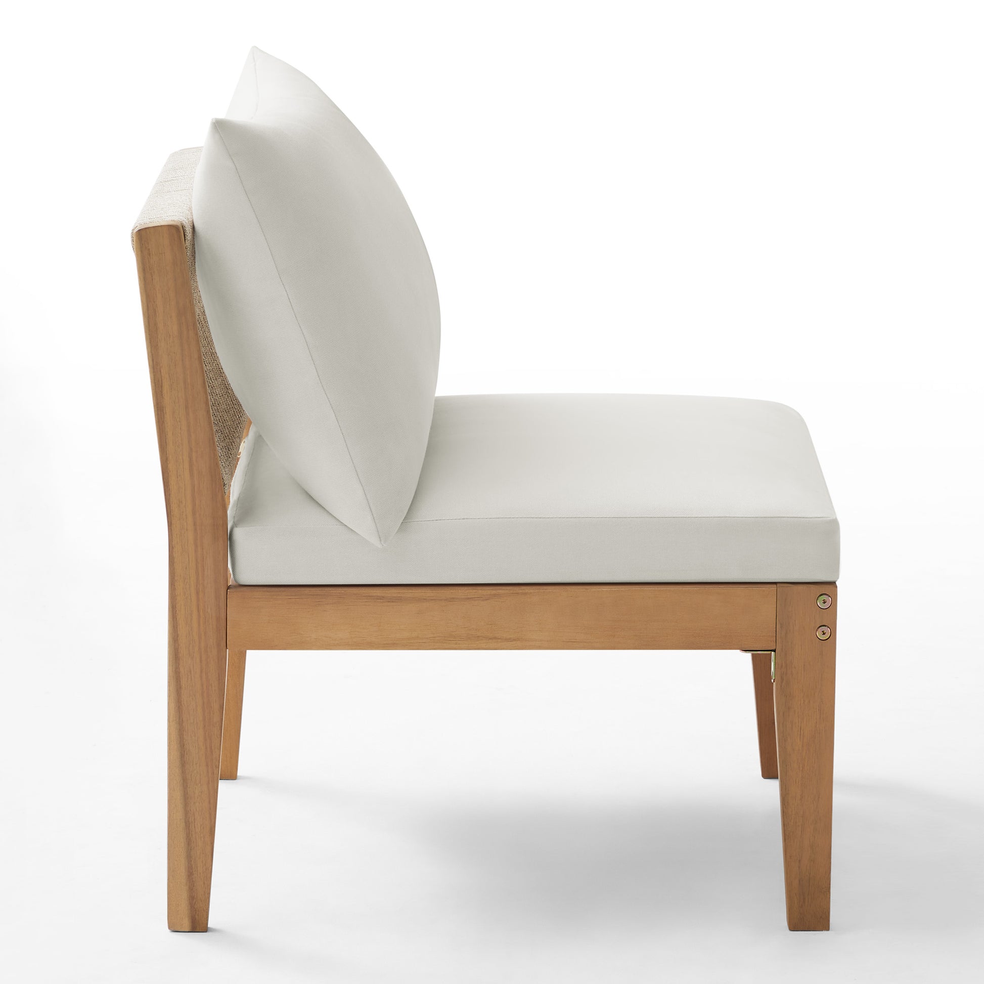 Dara sectional acacia wood armless chair with cushion