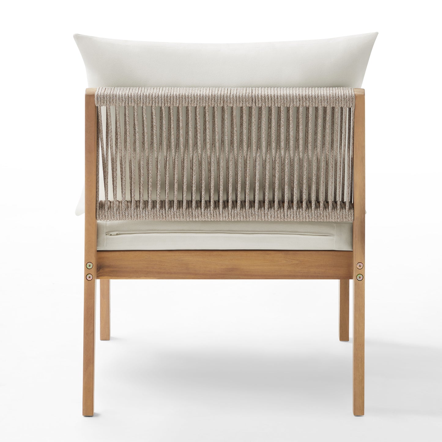 Dara sectional acacia wood armless chair with cushion backside