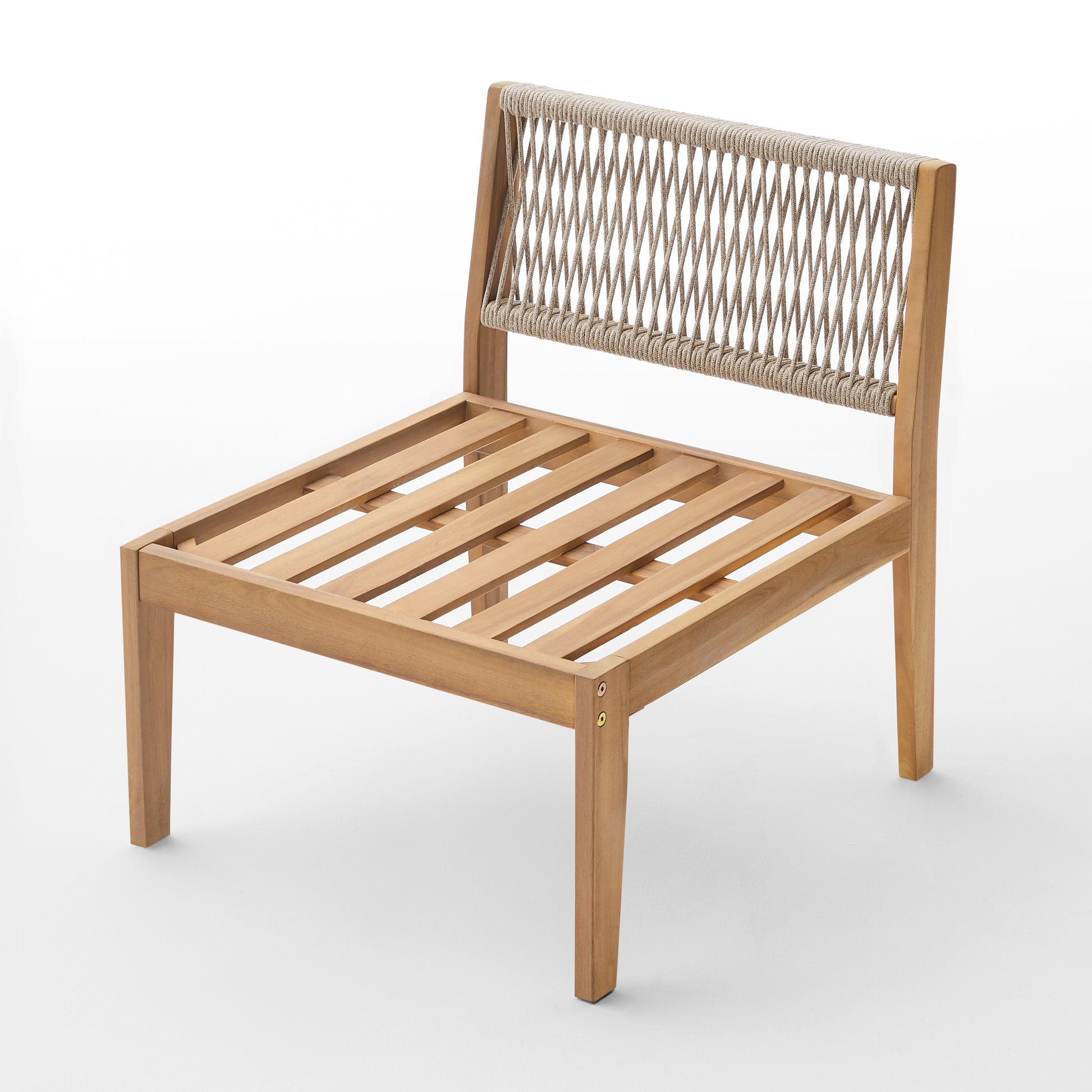 Dara Modular acacia wood with rope detail armless chair 