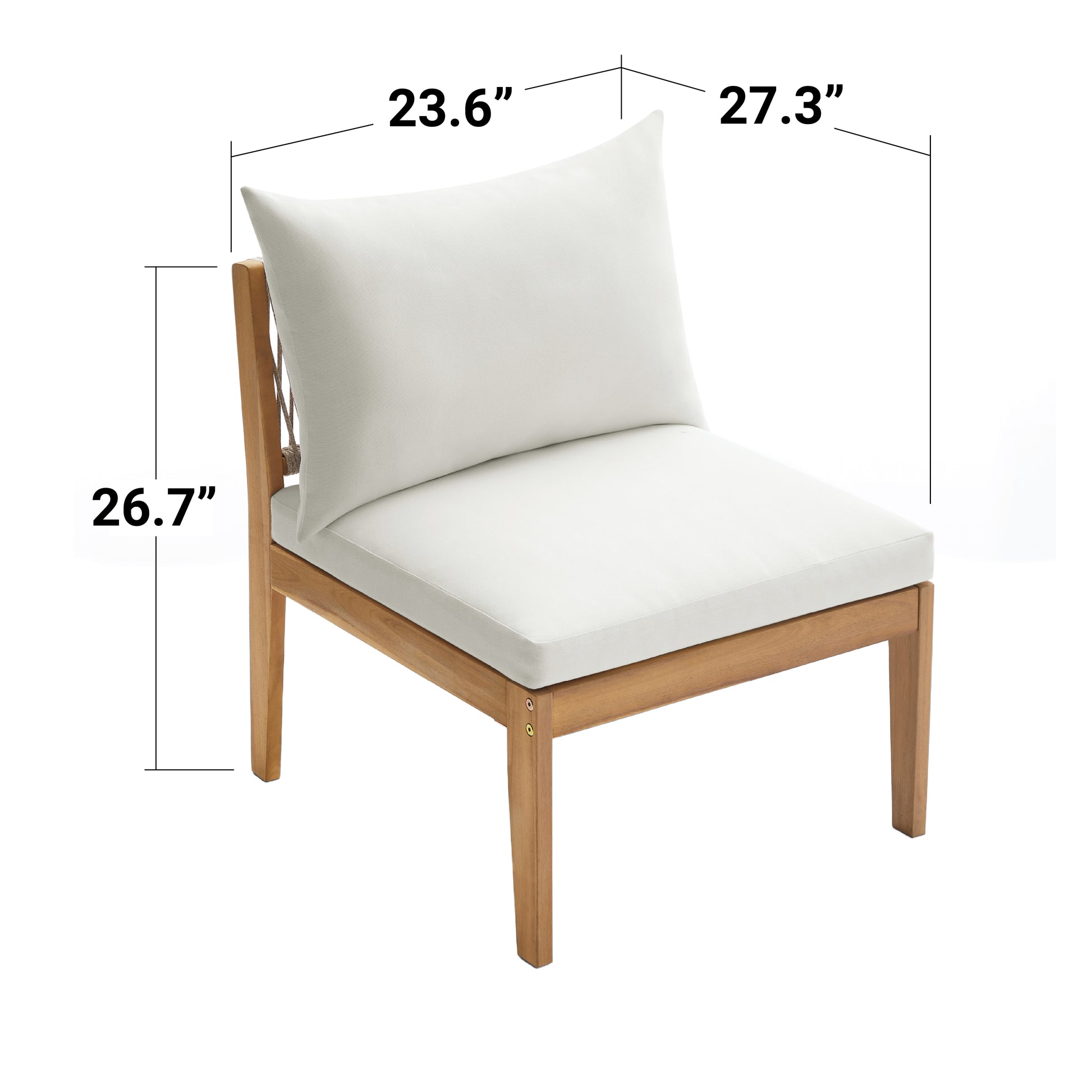 modular outdoor sectional with Kyndway Dara Armless Chair between corner chairs dimensions