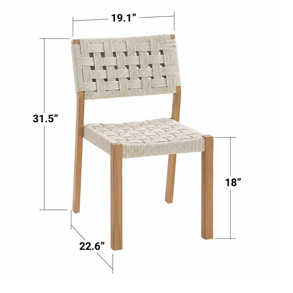 Looma Outdoor Dining Chairs (Set of 2) | Rope & Acacia Patio Seating