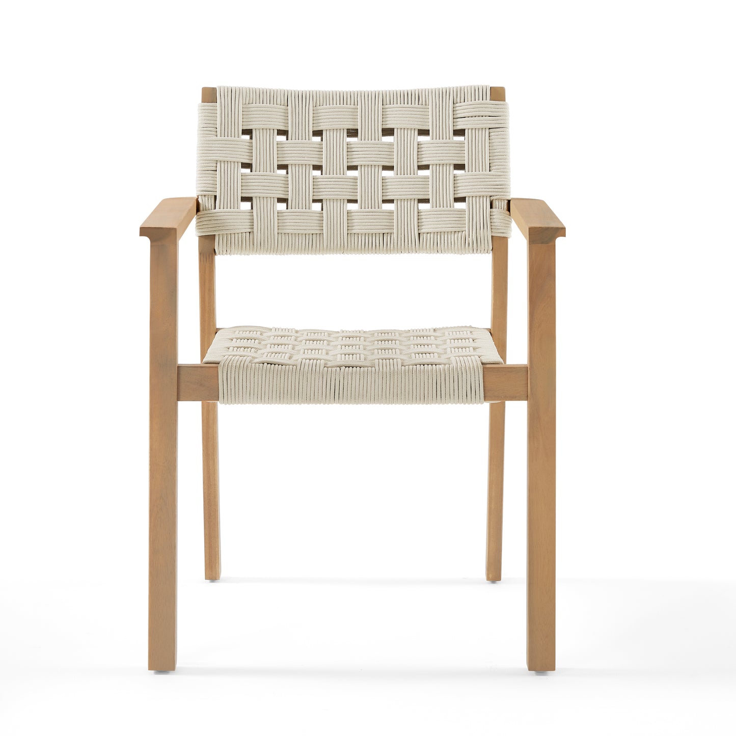 Chair with woven backrest and seat on a white background