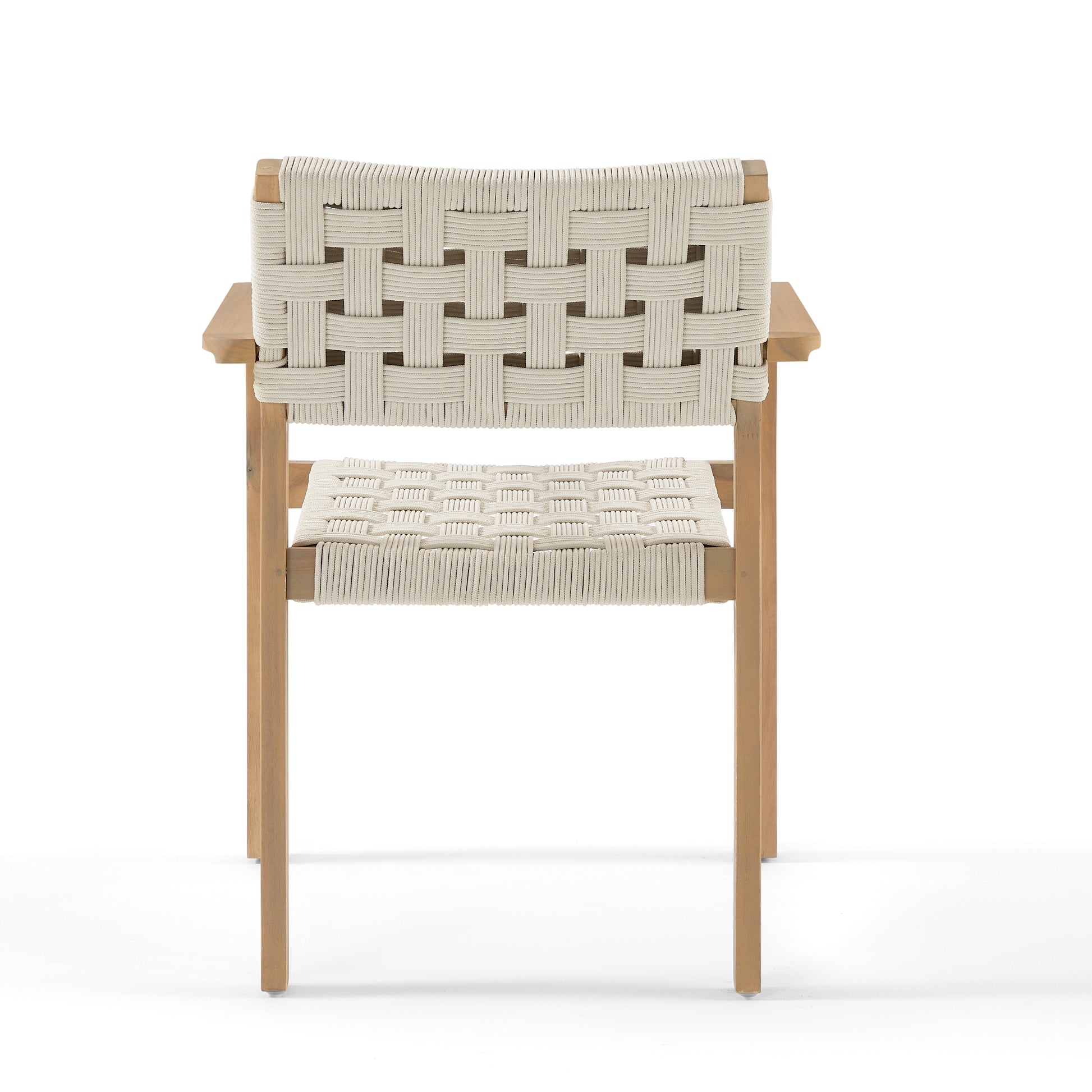 Chair with woven seat and backrest on a white background