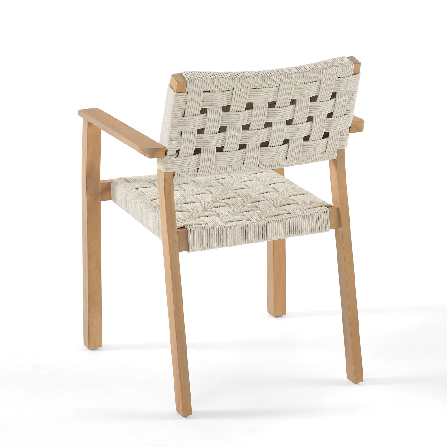 Chair with woven backrest and seat on a white background