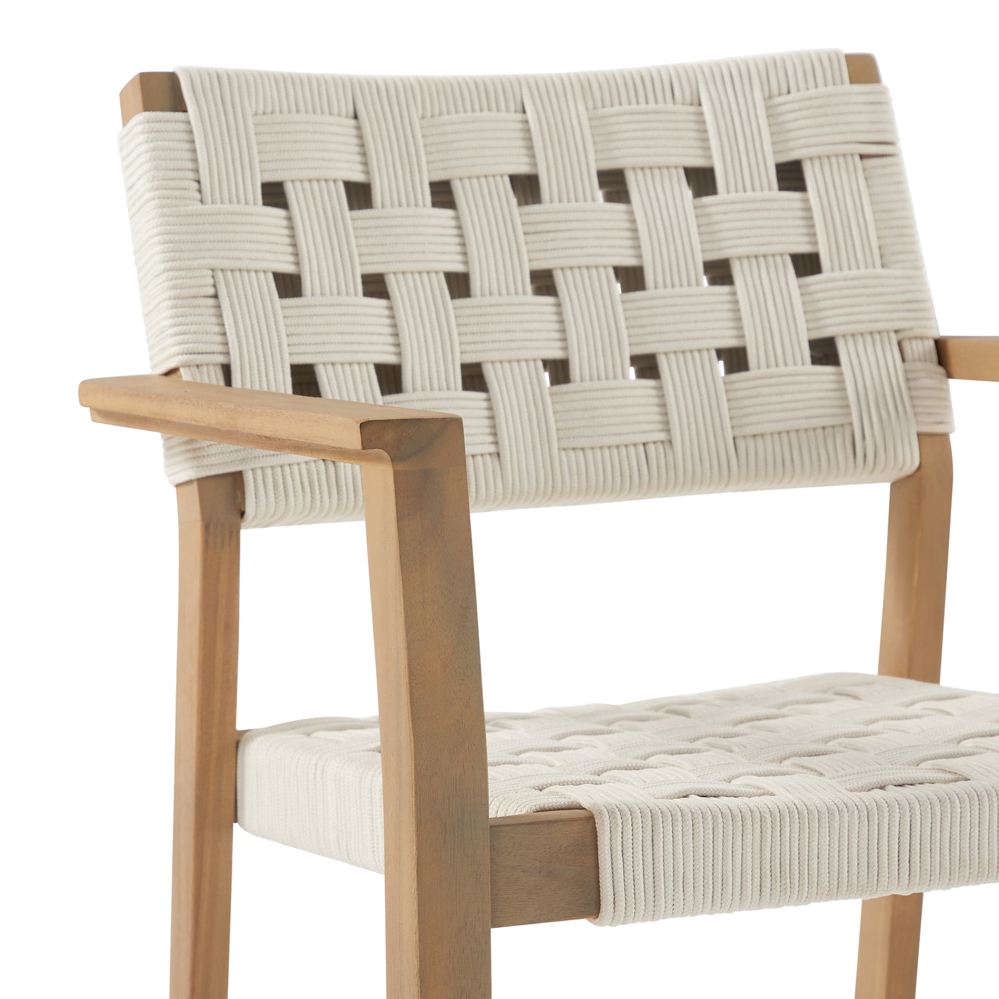 Chair with woven backrest and seat on a white background